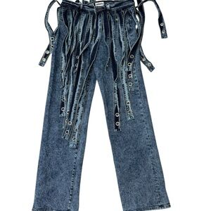 Starlit Soirée Strappy Straight Leg Jeans - Acid Wash Blue